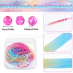 12 нить прозрачных стеклянных бусин градиентного цвета GLAA-SC0002-01