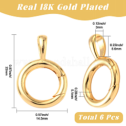 6 шт. латунные пружинные кольца-затворы&nbsp;KK-SC0007-15