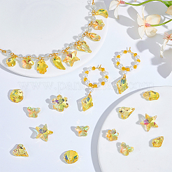 60 шт. 15-х цветные стеклянные подвески с УФ-покрытием&nbsp;GLAA-PH0003-89