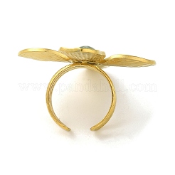 304 нержавеющая сталь с кольцом из натурального регалита/императорской яшмы/яшмы из морских отложений RJEW-Z034-02G