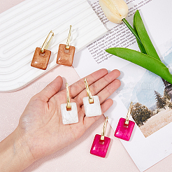 3 пара двухцветных прямоугольных серег-колец из смолы для женщин EJEW-FI0002-64