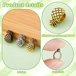 120 шт. Европейские бусины из сплава 3 цветов&nbsp;FIND-PH0023-76