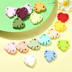 18 шт. 18-х цветные бусины из пищевого экологически чистого силикона в виде листьев монстеры&nbsp;SIL-CJ0002-76