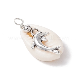 Подвески из натуральной ракушки каури и сплава с морскими животными PALLOY-JF03751-05