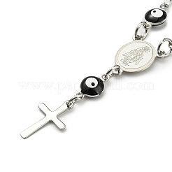 Браслет с подвесками-крестиками из нержавеющей стали 201 BJEW-A142-01P