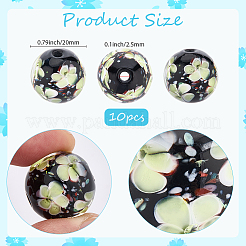 10 шт. бусины-лэмпворк ручной работы с внутренним цветком&nbsp;LAMP-PA0001-02C
