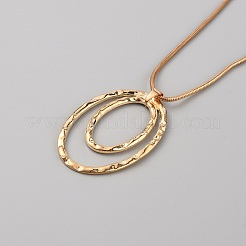 Сплав двойной овальный кулон ожерелье с круглыми змеиными цепочками для женщин&nbsp;NJEW-WH0020-12KCG-C