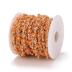 Латунные цепочки с цветком ромашки и овальными звеньями CHC-I035-13G-07