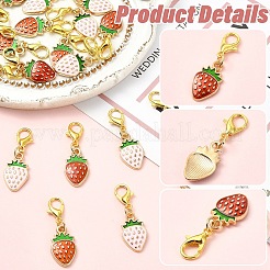 20 шт. 2 стиля подвесных украшений из эмалевого сплава с клубникой&nbsp;HJEW-YW00276