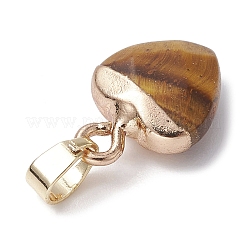 Подвески-сердечки из натуральных смешанных драгоценных камней с ограненными сердечками и латунными застежками золотистого цвета на дужках&nbsp;PALLOY-JF02319