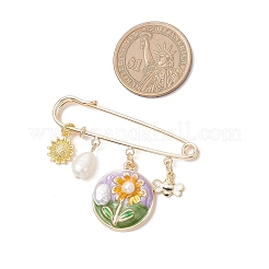 Броши-подвески в виде цветов и пчел из железа и сплава с эмалью JEWB-BR00187-02