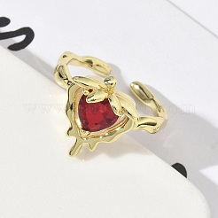 Латунные микро проложить манжеты кольца кубического циркония RJEW-H256-15G