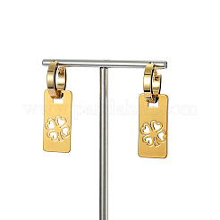 Модные классические серьги-кольца из нержавеющей стали 201 прямоугольной формы с клевером XC3510