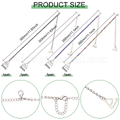 4 пара 4 стилей латунных нескользящих бретелей для бюстгальтера со стразами AJEW-BC0004-24