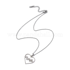 Не тускнеющие полые ожерелья с подвеской в форме сердца из нержавеющей стали 304&nbsp;NJEW-C033-01B-P