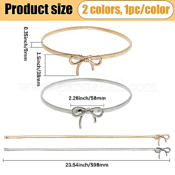 2 шт. 2-цветные ремни-цепочки с бантом из сплава для женщин AJEW-CY0001-59