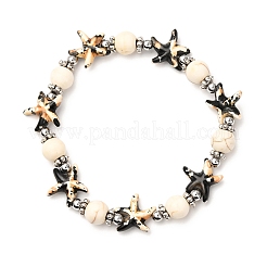 Браслеты из синтетической бирюзы и латунных бусин в форме морской звезды&nbsp;BJEW-JB12408-02