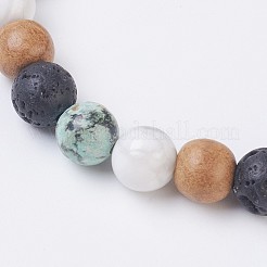 Браслеты стрейч из натуральной африканской бирюзы (яшмы) BJEW-JB03682-03