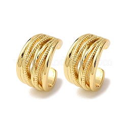 Латунные многослойные серьги-каффы в форме буквы С EJEW-D332-05D-G