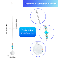 3 шт. 3-х цветные стеклянные подвесные украшения в форме капли&nbsp;FIND-SP0002-52