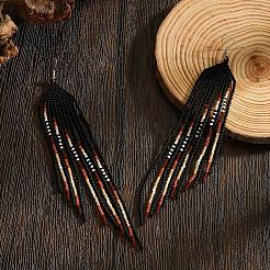 Серьги-люстры ручной работы в богемном стиле из стеклянного бисера.&nbsp;UU5270