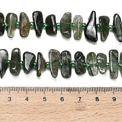 Нити бусин из натурального зеленого рутилированного кварца&nbsp;G-Z124-B02-01