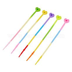 30 шт. 5-х цветные силиконовые кабельные стяжки в форме сердца&nbsp;SIL-TA0003-05