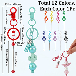 12шт брелок для ключей из сплава 12 цветов с бусинами&nbsp;KEYC-SC0001-45
