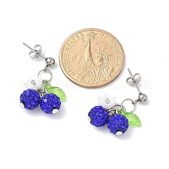 Серьги-гвоздики из нержавеющей стали 304 ручной работы из полимерной глины со стразами&nbsp;EJEW-JE06429-01