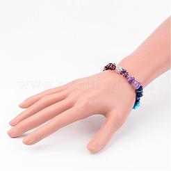 Чакра природных драгоценных камней из бисера браслеты простирания BJEW-JB02324-02