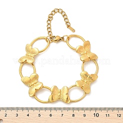 Браслеты из нержавеющей стали 304 с бабочками и овальными звеньями для женщин&nbsp;BJEW-U023-03G