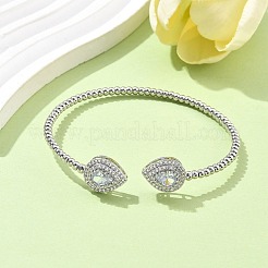 Наборы из каплевидных латунных браслетов-манжет и колец с микропаве из кубических цирконий для женщин SJEW-R002-04P-01