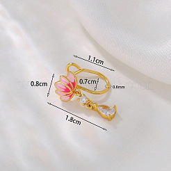 Прозрачный кубический цирконий с эмалью в виде розового цветка лотоса FS-WG6F390-01