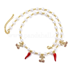 Ожерелья из латунных бусин с микропаве из прозрачного кубического циркония&nbsp;NJEW-Z059-06G-02