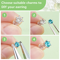 2 пара сережек-гвоздиков из стерлингового серебра с двумя оправами STER-BC0002-89B