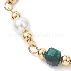 Браслеты из круглых бусин из окрашенного и нагретого натурального тигрового глаза и ракушечного жемчуга&nbsp;BJEW-JB12907-03