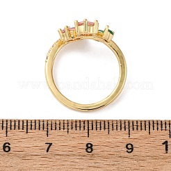 Женские кольца на палец из латуни с микропаве и кубическим цирконием&nbsp;RJEW-U057-13G-01