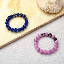 Круглый эластичный браслет из бисера из натурального желтого нефрита средней орхидеи&nbsp;BJEW-SW00077-04