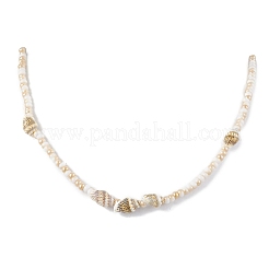 Стеклянные бусины с натуральными морскими ракушками NJEW-JN04837