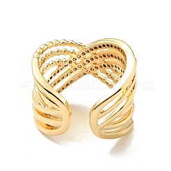 Кольцо-манжета с прозрачным кубическим цирконием и крест-накрест RJEW-G251-09G