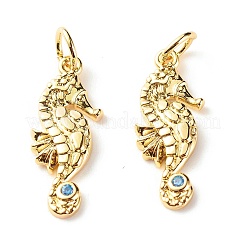 Латунные подвески из голубого циркония с микропаве X-ZIRC-P094-16G-RS