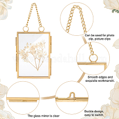 2шт 2-х стилевая латунная стеклянная подвесная фоторамка&nbsp;HJEW-OC0001-34