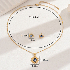 Винтажный комплект из 201 нержавеющей стали и пластика с солнцем от сглаза и подвесками для женщин EW9229