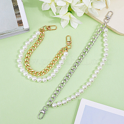 2 шт. 2-цветные пластиковые ручки для сумок с бусинами-имитаторами в виде двойной нити&nbsp;DIY-SC0030-94