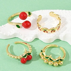 Латунные эмалевые открытые манжеты для женщин RJEW-U057-09G