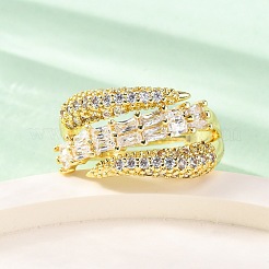 Кольца для женщин с микропаве из латуни и прозрачными кубическими цирконами&nbsp;RJEW-U047-12G