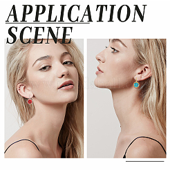 30 шт. двухцветные крючки для сережек из нержавеющей стали марки 304 с плоскими круглыми закрепками FIND-DC0001-12