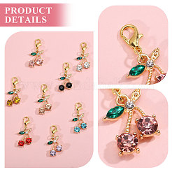 16 шт. 8-х цветные подвески из вишневого сплава со стразами&nbsp;HJEW-CA00024