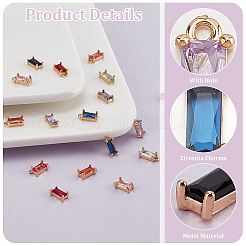 36 шт. 9-х цветные подвески из золотистой латуни с микропаве из кубических цирконий&nbsp;KK-PH0010-99