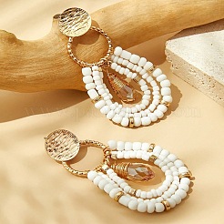 Серьги-гвоздики из сплава стеклянных бусин&nbsp;FS-WGE4D17-01